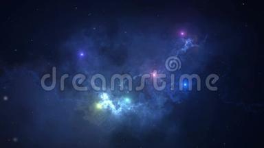 4K空间动画背景与星云，恒星。 银河系、银河系和星云。 运动图形和动画背景